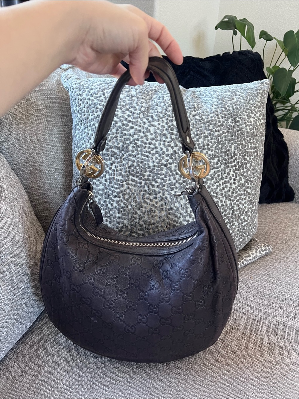 Gucci Tom Ford Guccissima GG Twins Brown Hobo Bag